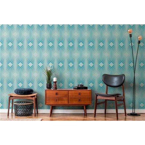 AS CREATIONS RETRO CHIC Graphics WALLPAPER 395321 Blue/White