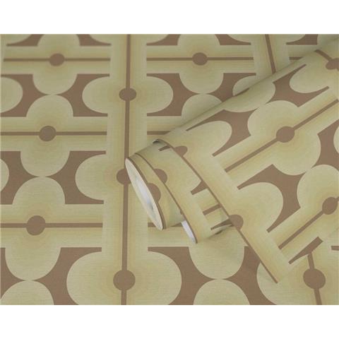 AS CREATIONS RETRO CHIC Graphics WALLPAPER 395333 Brown/Green