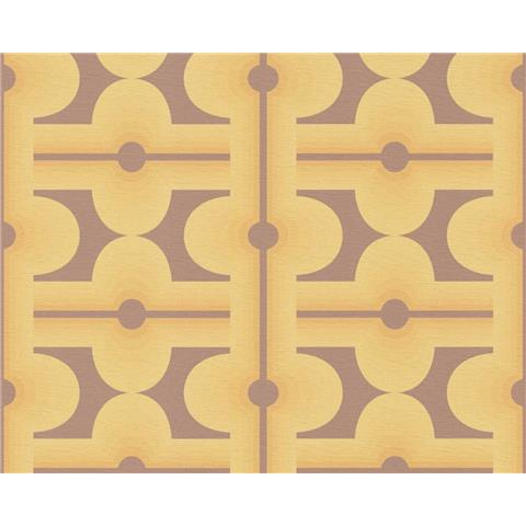 AS CREATIONS RETRO CHIC Graphics WALLPAPER 395334 Brown/Yellow
