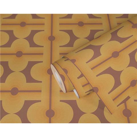 AS CREATIONS RETRO CHIC Graphics WALLPAPER 395334 Brown/Yellow