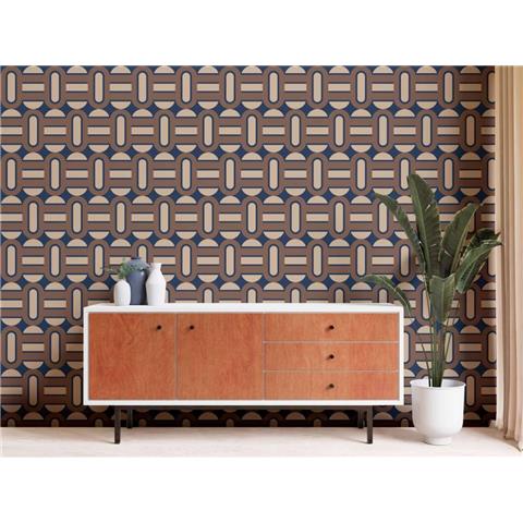 AS CREATIONS RETRO CHIC Graphics WALLPAPER 395363 Blue/Brown