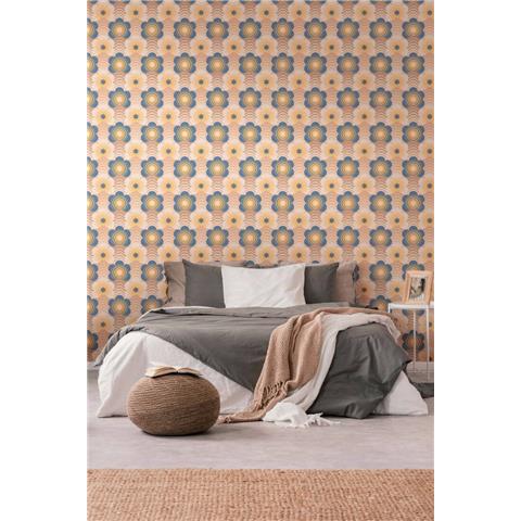 AS CREATIONS RETRO CHIC FLORAL WALLPAPER 395392 Blue/Beige
