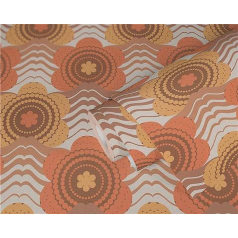 AS CREATIONS RETRO CHIC FLORAL WALLPAPER 395393 Brown/Orange