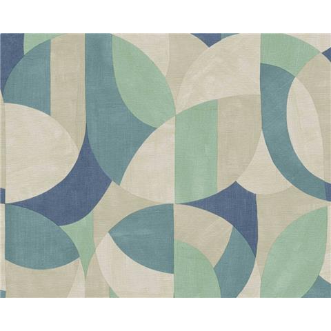 AS Creations French Affair Retro Style Abstract Wallpaper 399322 Blue/Cream/Green