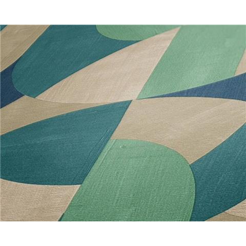 AS Creations French Affair Retro Style Abstract Wallpaper 399322 Blue/Cream/Green