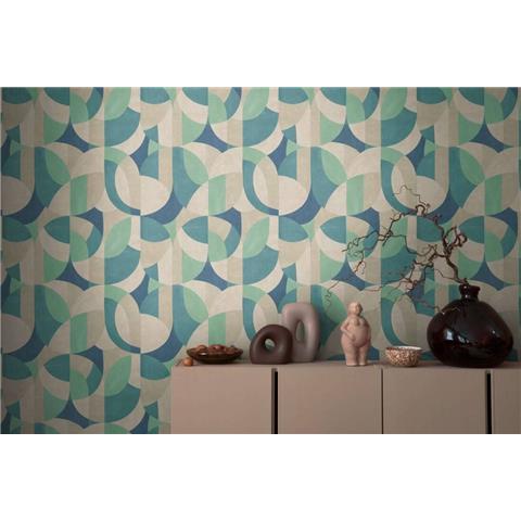 AS Creations French Affair Retro Style Abstract Wallpaper 399322 Blue/Cream/Green