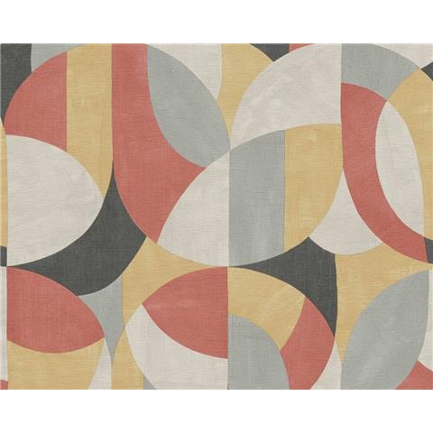 AS Creations French Affair Retro Style Geo Wallpaper 399323 Red/Grey/Cream