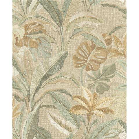 Vasari Sofia Leaf Vinyl Wallpaper 400617 Sage/Cream