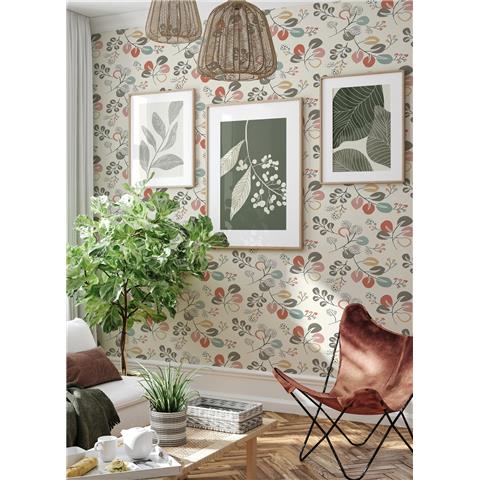 A Street Prints Hannah Wallpaper Jonah Floral 25122 Red/Pink