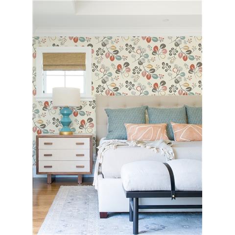 A Street Prints Hannah Wallpaper Jonah Floral 25122 Red/Pink