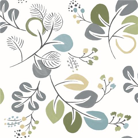 A Street Prints Hannah Wallpaper Jonah Floral 25123 Green/Blue