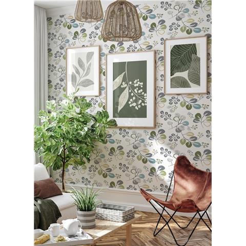 A Street Prints Hannah Wallpaper Jonah Floral 25123 Green/Blue