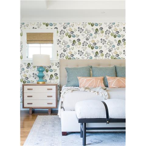 A Street Prints Hannah Wallpaper Jonah Floral 25123 Green/Blue