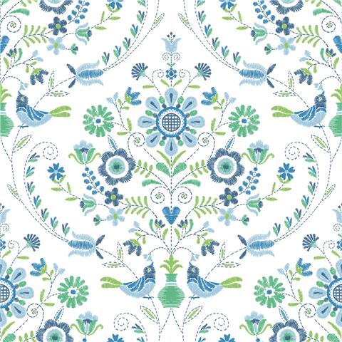 A Street Prints Hannah Wallpaper Britt Floral 26511 Blue/Green