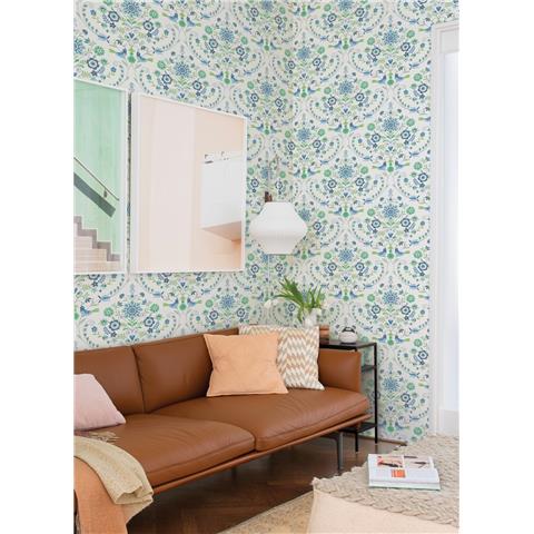 A Street Prints Hannah Wallpaper Britt Floral 26511 Blue/Green