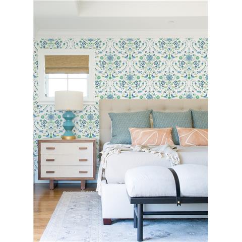 A Street Prints Hannah Wallpaper Britt Floral 26511 Blue/Green