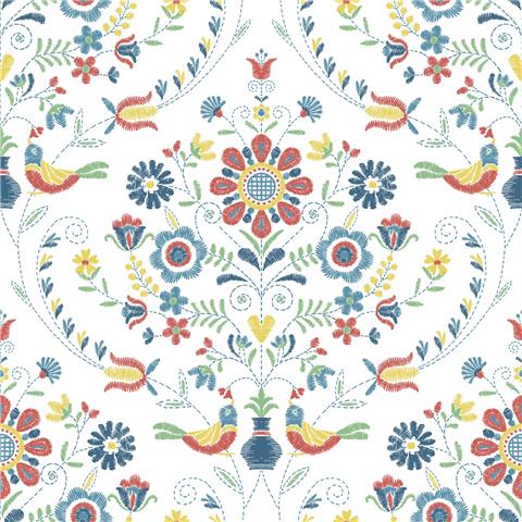 A Street Prints Hannah Wallpaper Britt Floral 26512 Red/Blue