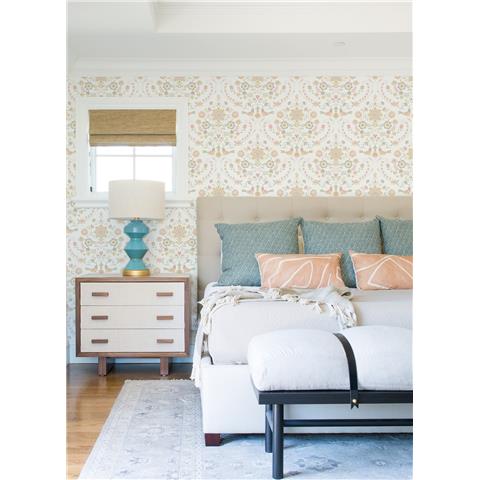 A Street Prints Hannah Wallpaper Britt Floral 26514 Peach