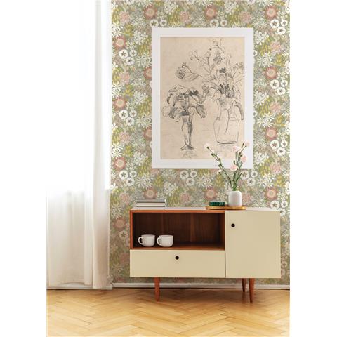 A Street Prints Hannah Wallpaper Karina Floral 26521 Natural/Pink