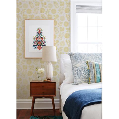 A Street Prints Hannah Wallpaper Inge Floral 26530 Ochre