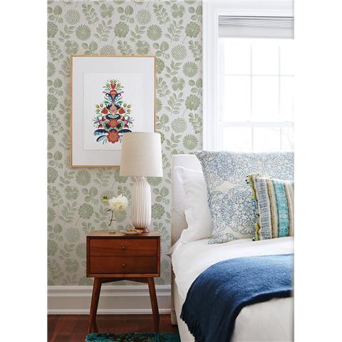 A Street Prints Hannah Wallpaper Inge Floral 26531 Green