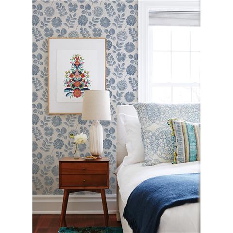 A Street Prints Hannah Wallpaper Inge Floral 26532 Blue