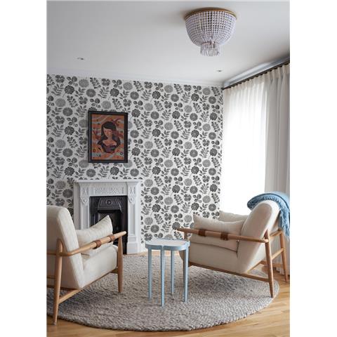 A Street Prints Hannah Wallpaper Inge Floral 26534 Black