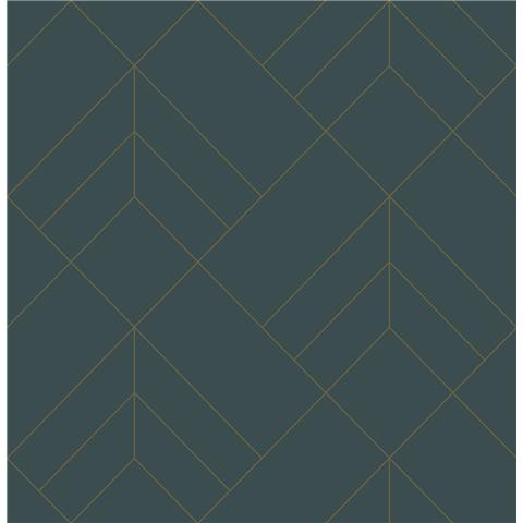 A Street Prints Hannah Wallpaper Sander Geo 26546 Green/Gold