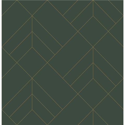 A Street Prints Hannah Wallpaper Sander Geo 26550 Green/Gold