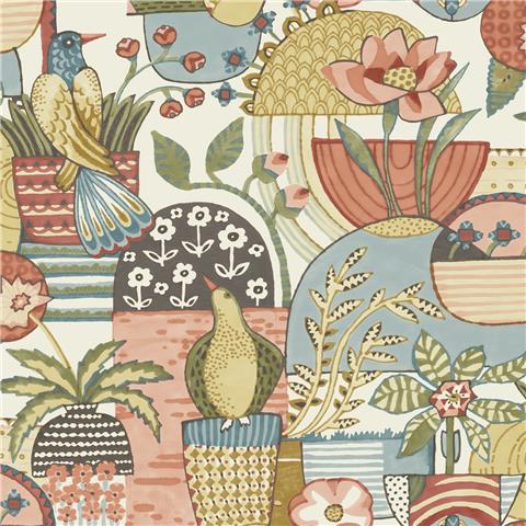 A Street Prints Hannah Wallpaper Fika 26556 Coral/Blue