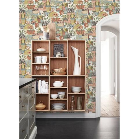 A Street Prints Hannah Wallpaper Fika 26556 Coral/Blue