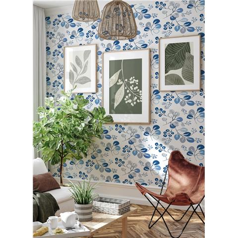 A Street Prints Hannah Wallpaper Jonah Floral 26566 Blue