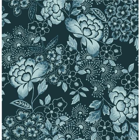 A Street Prints Happy Wallpaper Irina Floral 26300 Navy