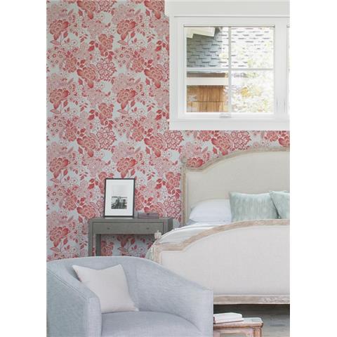 A Street Prints Happy Wallpaper Irina Floral 26301 Coral