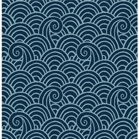 A Street Prints Happy Wallpaper Alorah Wave 26305 Navy