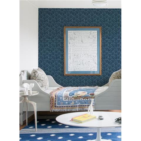 A Street Prints Happy Wallpaper Alorah Wave 26305 Navy