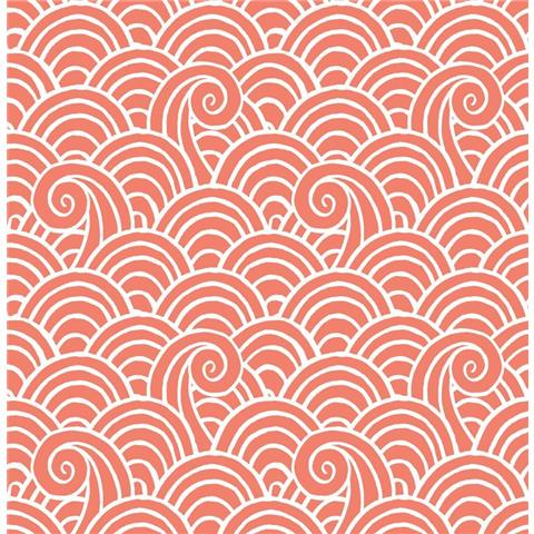 A Street Prints Happy Wallpaper Alorah Wave 26306 Coral