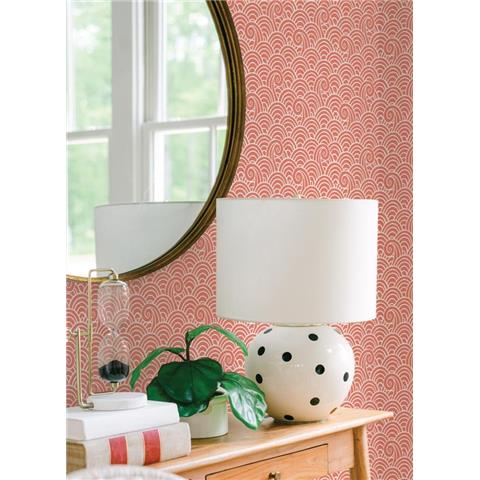 A Street Prints Happy Wallpaper Alorah Wave 26306 Coral