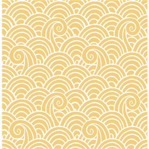 A Street Prints Happy Wallpaper Alorah Wave 26307 Yellow