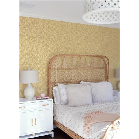 A Street Prints Happy Wallpaper Alorah Wave 26307 Yellow