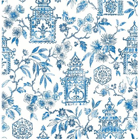 A Street Prints Happy Wallpaper Helaine Oriental Toile 26310 Blue