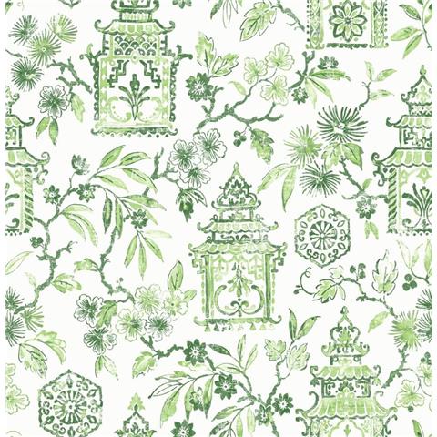 A Street Prints Happy Wallpaper Helaine Oriental Toile 26312 Green