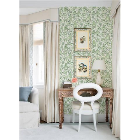 A Street Prints Happy Wallpaper Helaine Oriental Toile 26312 Green