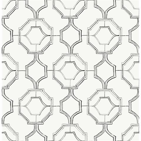 A Street Prints Happy Wallpaper Gallina Trellis 26315 Black/White