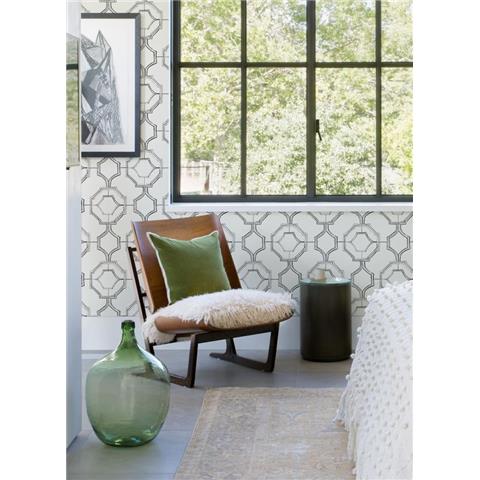 A Street Prints Happy Wallpaper Gallina Trellis 26315 Black/White