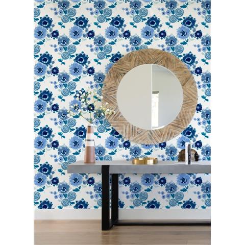 A Street Prints Happy Wallpaper Essie Floral 26324 Blue