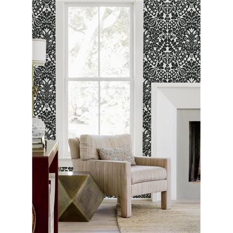 A Street Prints Happy Wallpaper Marni Damask 26337 Black