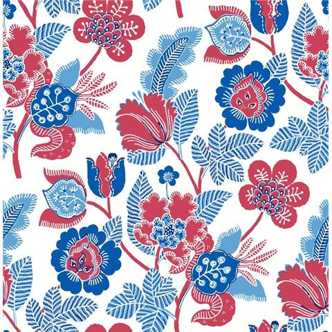 A Street Prints Happy Wallpaper Jacobean Floral 26338 Blue/Red