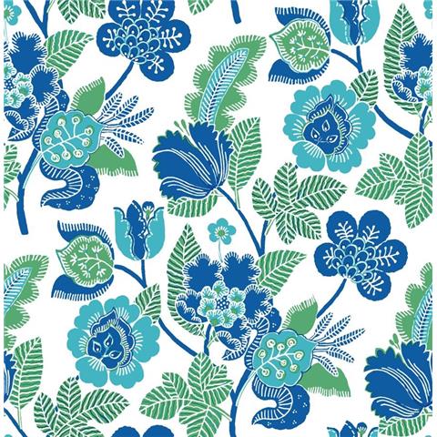 A Street Prints Happy Wallpaper Jacobean Floral 26339 Blue/Green