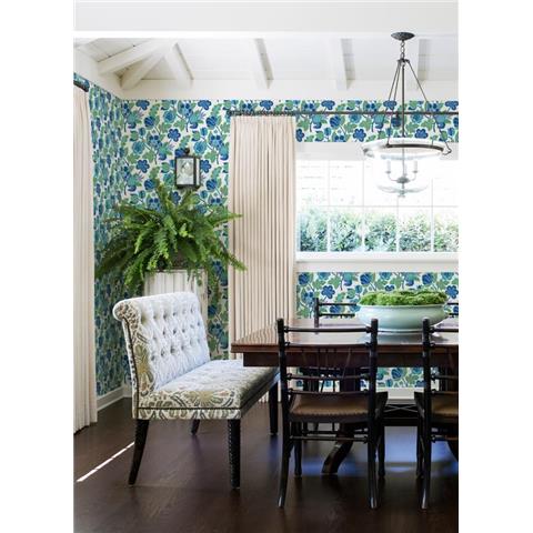 A Street Prints Happy Wallpaper Jacobean Floral 26339 Blue/Green